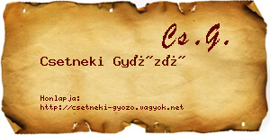 Csetneki Győző névjegykártya